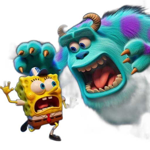 creature, animal, concept art, 3d render, underwater, two, animated, characters transparent PNG cut-out