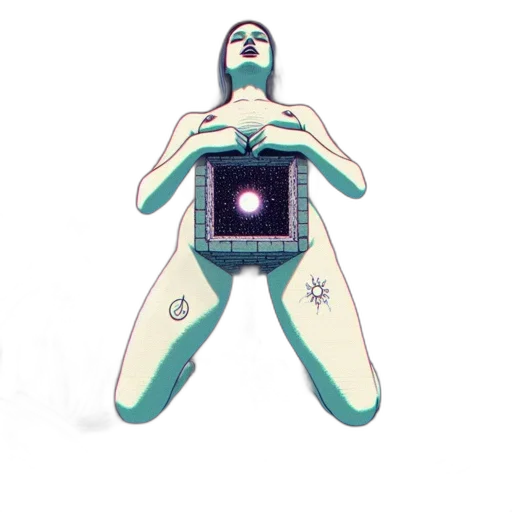 robot, jewelry, staff, creature, concept art, vaporwave, pixel art, 3d render transparent PNG cut-out