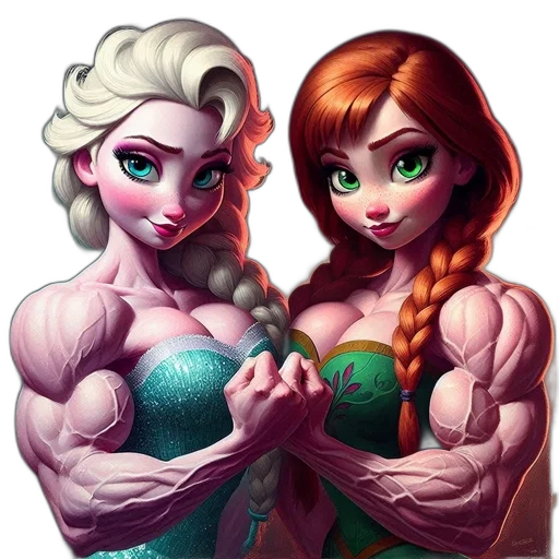 fantasy art, concept art, comic book art, pixel art, two, animated, characters, elsa transparent PNG cut-out