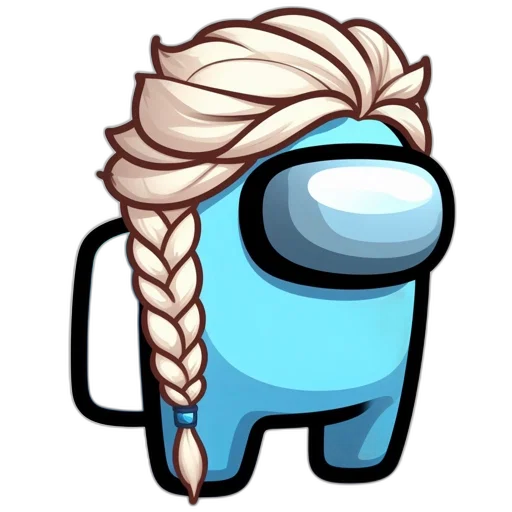 staff, robot, creature, hair, concept art, pixel art, cartoon, blue transparent PNG cut-out