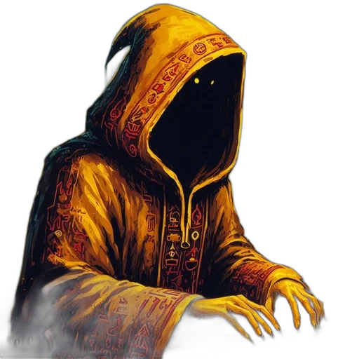 jacket, mask, face, staff, concept art, fantasy art, pixel art, comic book art transparent PNG cut-out