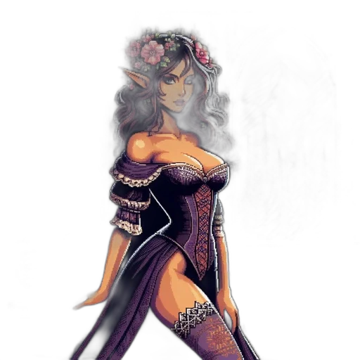 dress, fantasy art, concept art, comic book art, watercolor, fire, dark, golden transparent PNG cut-out
