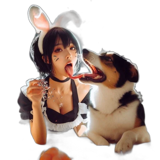 food, animal, photorealistic, concept art, 3d render, watercolor, woman, maid transparent PNG cut-out