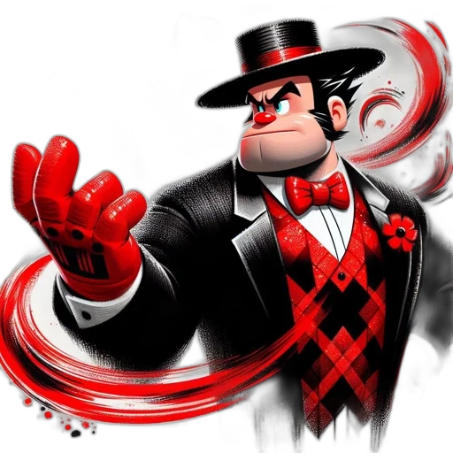 staff, concept art, comic book art, cartoon, red, animated, figure, wears transparent PNG cut-out