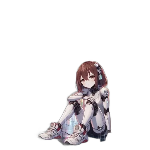 robot, shoes, weapon, creature, pixel art, anime, concept art, vaporwave transparent PNG cut-out