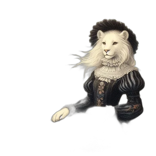 animal, staff, fantasy art, concept art, 3d render, photorealistic, lioness, victorian transparent PNG cut-out