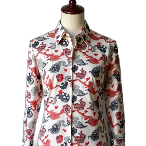jacket, dress, white, shirt, pattern, red, black, dragons transparent PNG cut-out