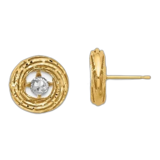 jewelry, crown, pair, gold, earrings, circular, design, featuring transparent PNG cut-out
