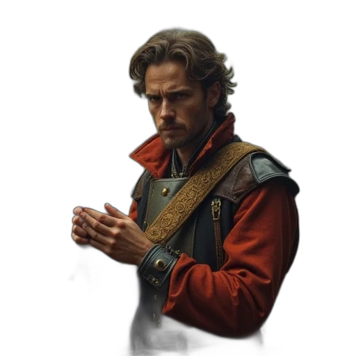 jacket, staff, sword, face transparent PNG cut-out