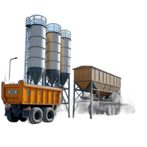 concept art, 3d render, photorealistic, portable, concrete, batch, plant, directly transparent PNG cut-out