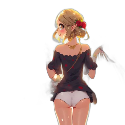 dress, staff, crown, weapon, concept art, anime, fantasy art, pixel art transparent PNG cut-out