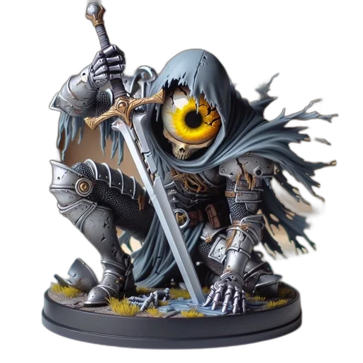 creature, concept art, fantasy art, armored, figure, prominent, yellow, hooded transparent PNG cut-out
