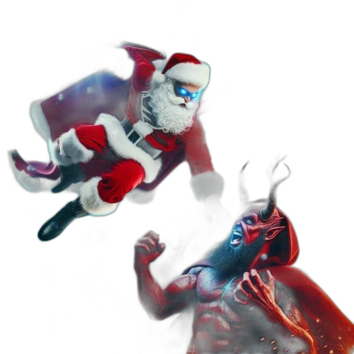 creature, concept art, 3d render, fantasy art, outer space, underwater, santa, claus transparent PNG cut-out