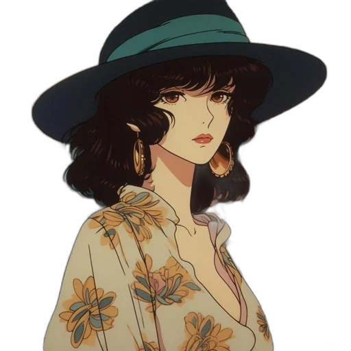 hat, dress, jacket, jewelry, anime, vaporwave, pixel art, watercolor transparent PNG cut-out