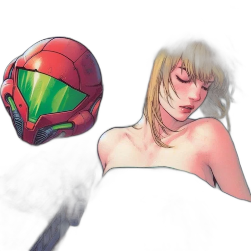 mask, robot, weapon, hat, concept art, watercolor, anime, comic book art transparent PNG cut-out