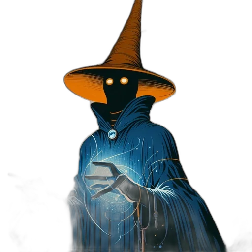 staff, hat, mask, dress, concept art, fantasy art, pixel art, comic book art transparent PNG cut-out