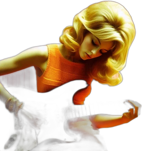 3d render, photorealistic, concept art, comic book art, woman, 60s-style, blonde, hair transparent PNG cut-out