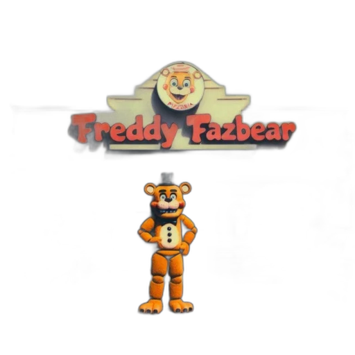 3d render, storefront, named, freddy, fazbear, features, bear, character transparent PNG cut-out