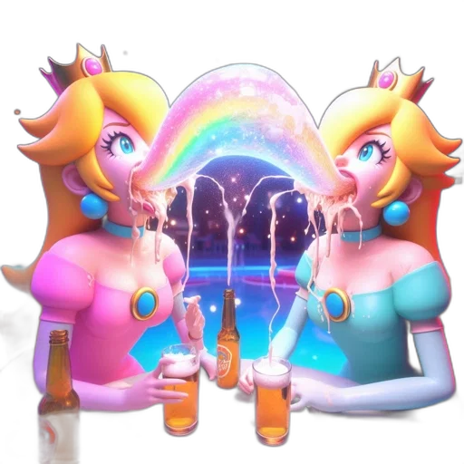 crown, dress, vaporwave, concept art, 3d render, pixel art, underwater, outer space transparent PNG cut-out