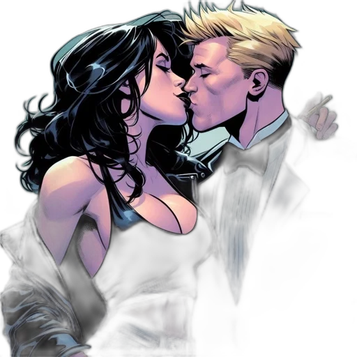 comic book art, concept art, neon lights, intimate, moment, portrays, couple, man transparent PNG cut-out