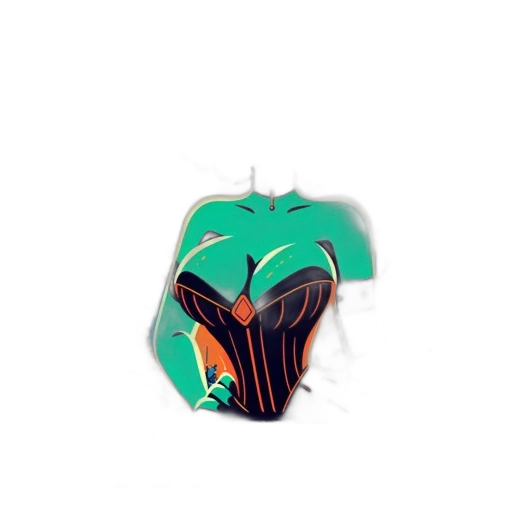 mask, jacket, hat, 3d render, concept art, green, stylized, poster transparent PNG cut-out