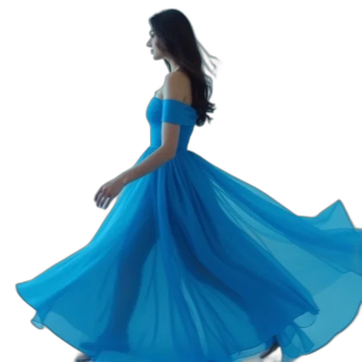 dress, 3d render, concept art, photorealistic, fantasy art, blue, woman, wearing transparent PNG cut-out