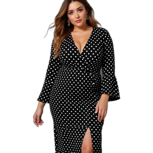 dress, monochrome, black, plus transparent PNG cut-out