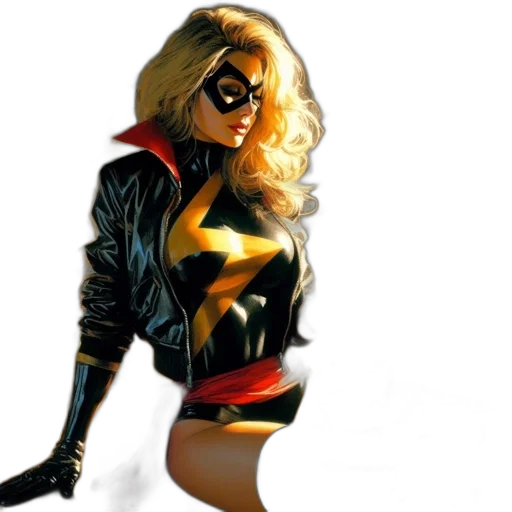 jacket, mask, comic book art, concept art, cartoon, photorealistic, golden, woman transparent PNG cut-out