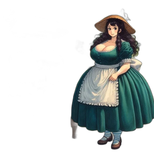 dress, hat, staff, concept art, fantasy art, anime, pixel art, monochrome transparent PNG cut-out