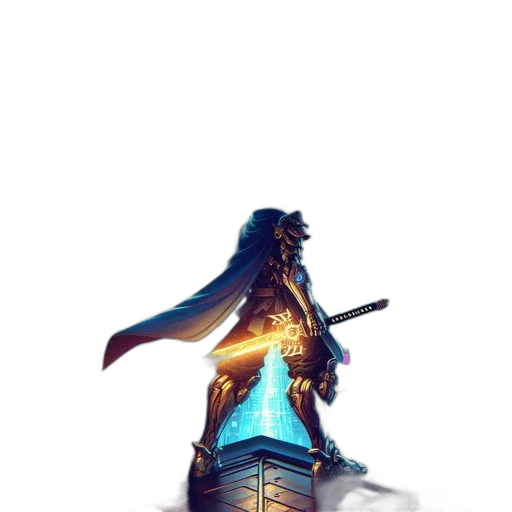 sword, weapon, dragon, staff, concept art, fantasy art, cyberpunk, pixel art transparent PNG cut-out