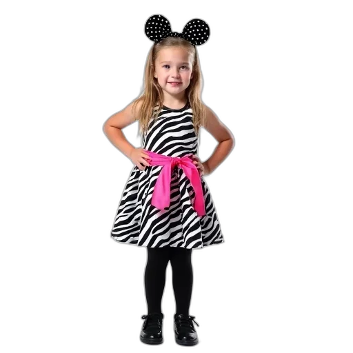 dress, monochrome, young, girl, standing, her, hands, hips transparent PNG cut-out