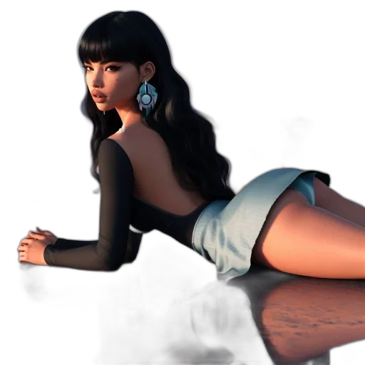 concept art, 3d render, photorealistic, fantasy art, neon lights, dark, 3d-rendered, woman transparent PNG cut-out