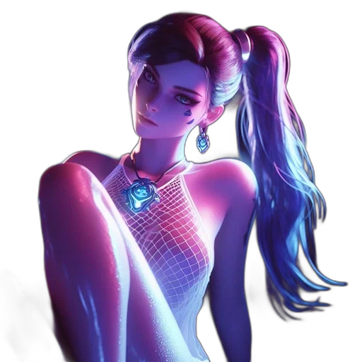 jewelry, dress, hair, robot, cyberpunk, concept art, vaporwave, fantasy art transparent PNG cut-out