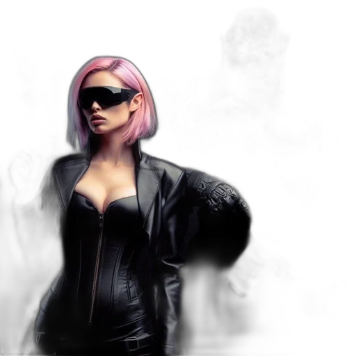 jacket, concept art, cyberpunk, comic book art, 3d render, neon lights, dark, two transparent PNG cut-out
