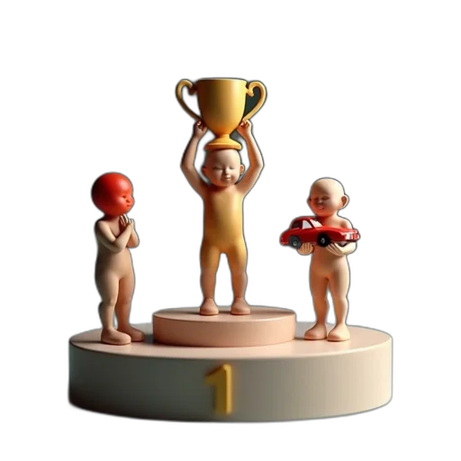3d render, concept art, collection, three, small, figurines, each, representing transparent PNG cut-out
