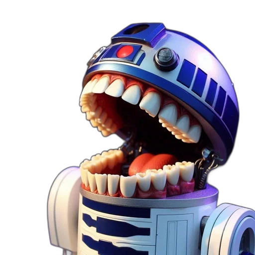 robot, staff, face, creature, 3d render, concept art, iconic, r2-d2 transparent PNG cut-out