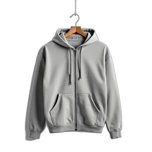 jacket, 3d render, monochrome, plain, grey, hoodie, zipper, two transparent PNG cut-out