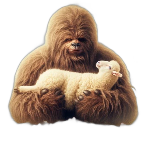 animal, creature, concept art, photorealistic, pixel art, anthropomorphic, yeti-like, tenderly transparent PNG cut-out