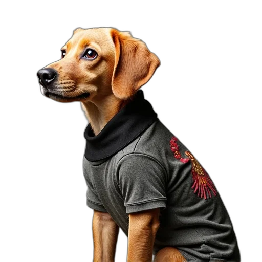 jacket, staff, animal, photorealistic transparent PNG cut-out
