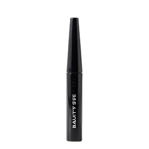 black, mascara, tube, cap, displayed, against, white, background transparent PNG cut-out