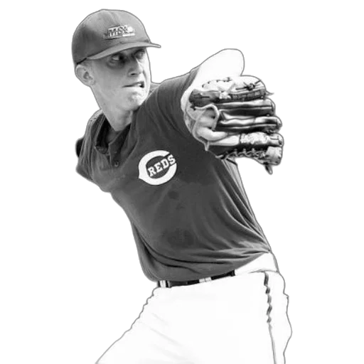 photorealistic, black, white, photo, baseball, player, wearing, reds transparent PNG cut-out