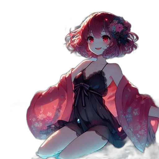 dress, flower, crown, creature, anime, watercolor, concept art, fantasy art transparent PNG cut-out