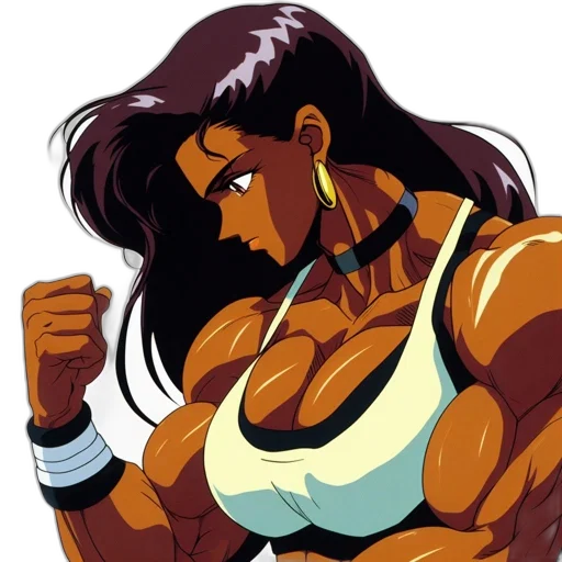 anime, comic book art, concept art, cartoon, animated, female, athlete, muscle transparent PNG cut-out