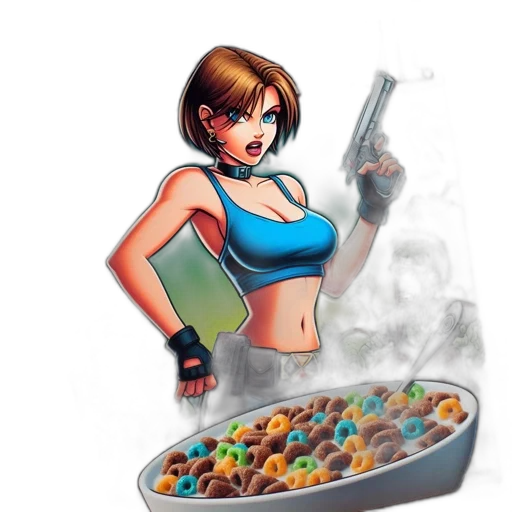 food, concept art, comic book art, pixel art, cartoon, red, cereal, box transparent PNG cut-out
