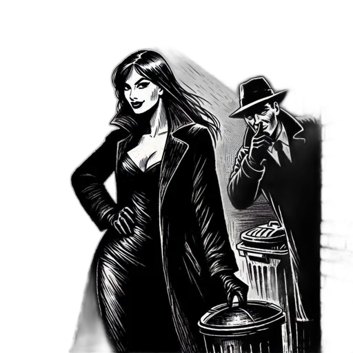 dress, comic book art, concept art, cartoon, fantasy art, city street, fire, monochrome transparent PNG cut-out
