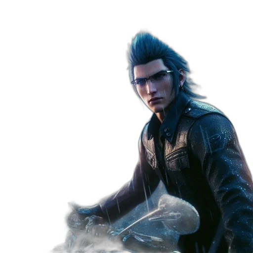 jacket, staff, sword, dragon, concept art, fantasy art, 3d render, cyberpunk transparent PNG cut-out