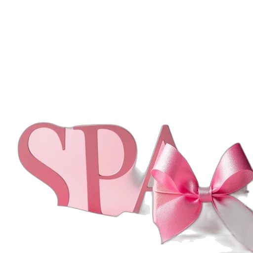 3d render, spa, party, text, pink, ribbon transparent PNG cut-out