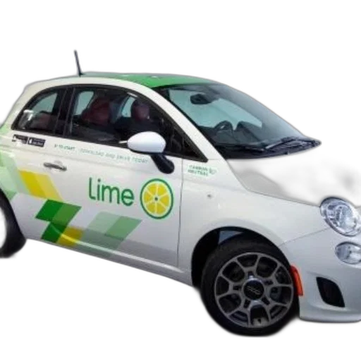 car, 3d render, white, green, yellow, accents, word, lime transparent PNG cut-out