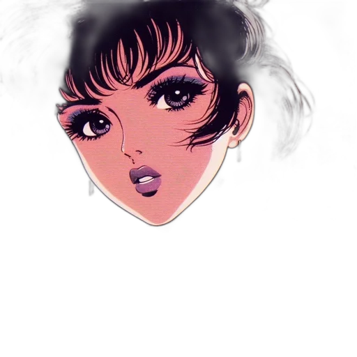 face, mask, hair, hat, watercolor, anime, cartoon, vaporwave transparent PNG cut-out