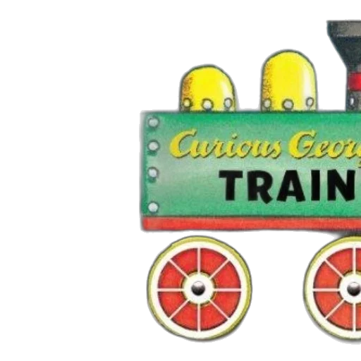 colorful, illustration, train, words, curious, george, written transparent PNG cut-out